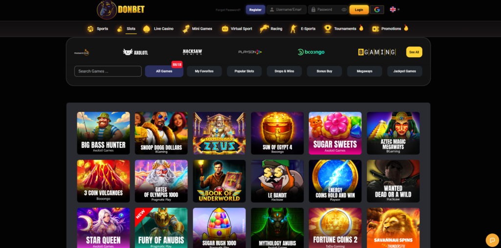 DonBet casino and sportsbook interface